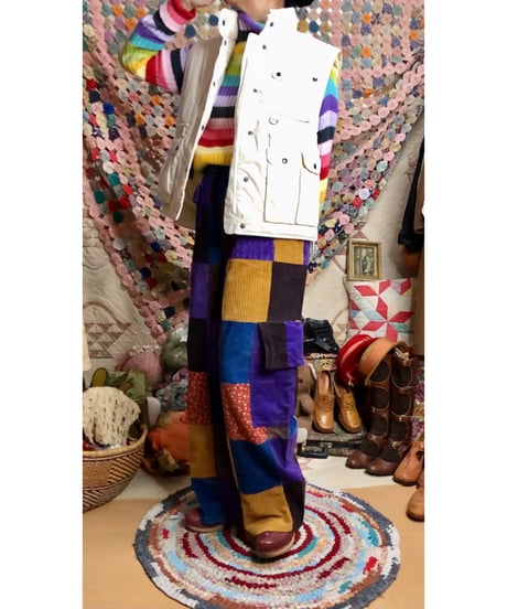 corduroy patchwork pants
