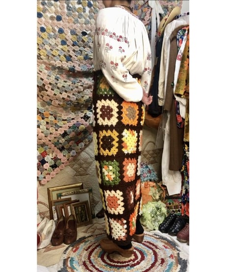 granny square skirt brown