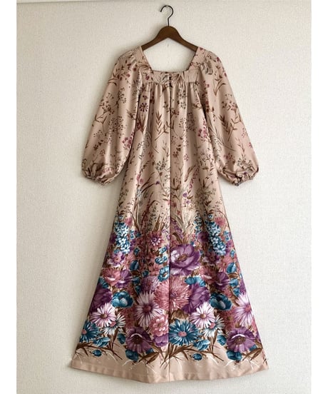 70's botanical flower print dress