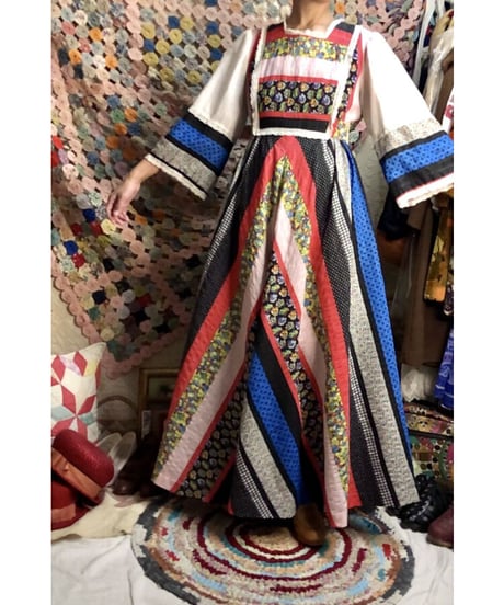 70's patchwork print one-piece