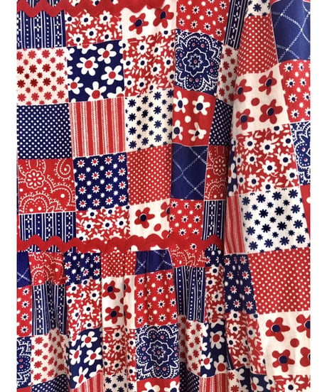 70's patchwork print one-piece