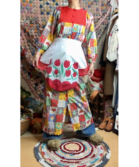 50s tulip motif half apron