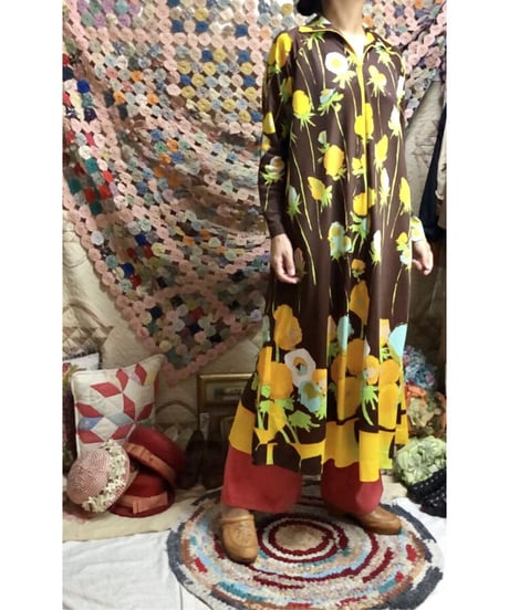 70's flower easy dress