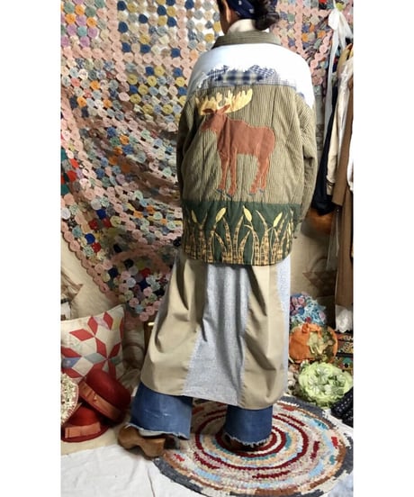 patchwork animal motif quilting jacket