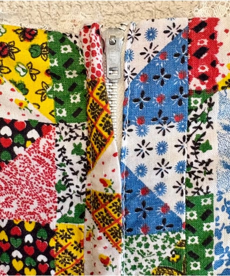 60-70s patchwork print dress
