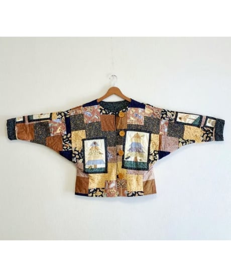 tree motif patchwork jacket