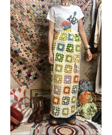 granny square skirt beige