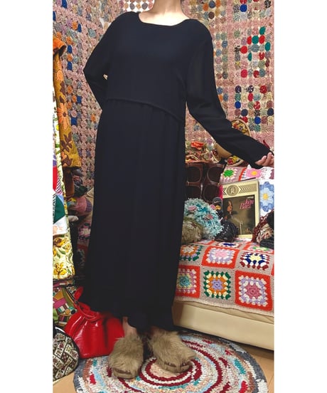 80s black layer dress