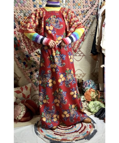 70's flower cotton dress