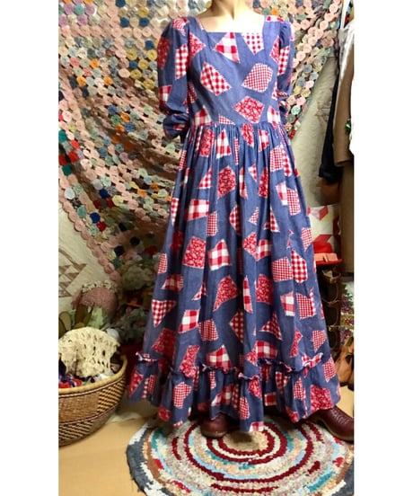 70s patch print dress