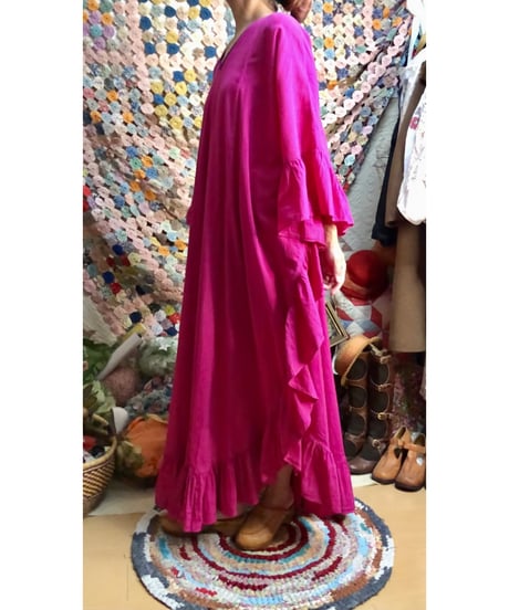 80s ruffle cotton dress
