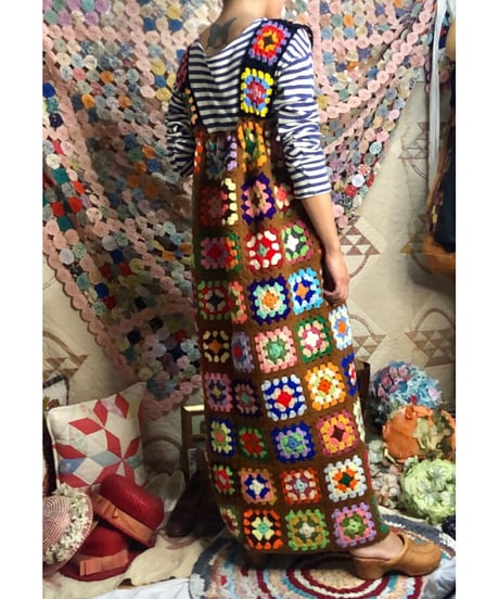 granny square one-piece brown