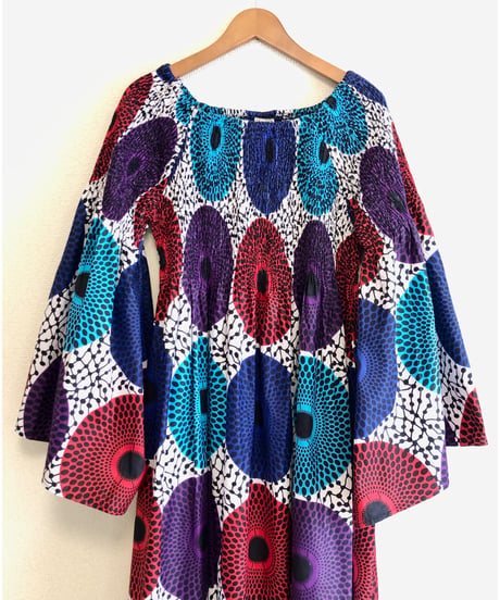 flare sleeve batik dress