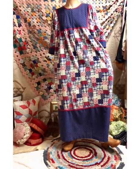 patchwork print dress