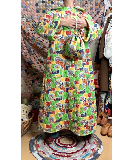 patchwork print quilting robe & bag set