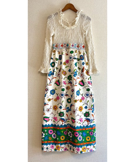 70s flower empire dress