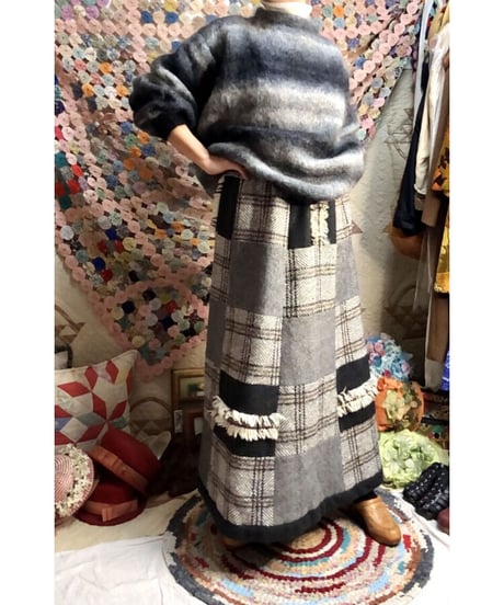 patchwork wool skirt