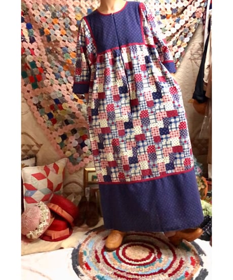 patchwork print dress