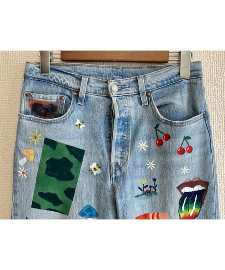 hand painted denim pants