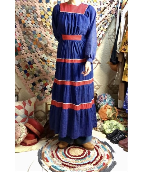 70's polka dots tiered dress