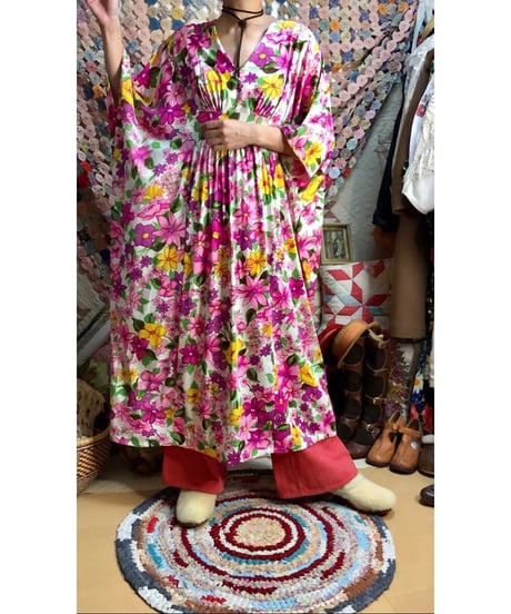 70s flower easy dress