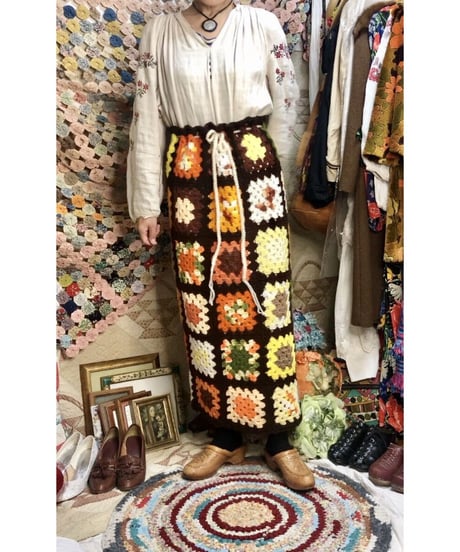 granny square skirt brown