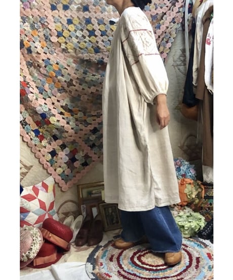 vintage ukrainian embroidered one-piece linen white