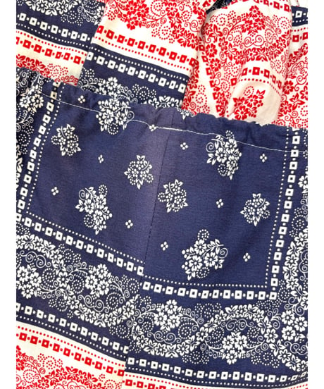 70s bandanna print wide leg pants
