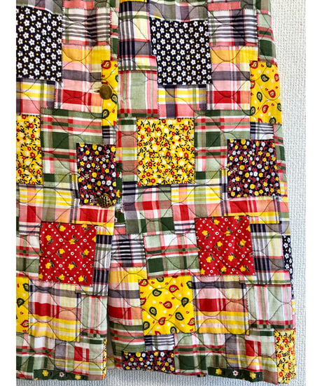 70s patchwork print quilted skirt