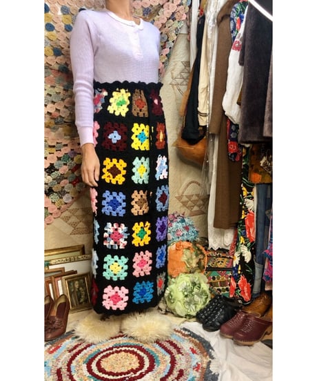 granny square skirt  black