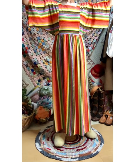 60s mulch stripe pile dress
