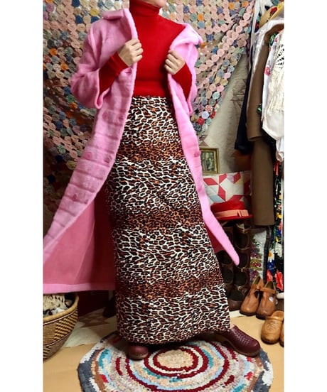 70s quilting leopard skirt