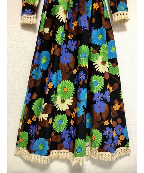 70s flower fringe dress