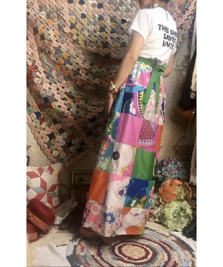 60's patchwork wrap skirt