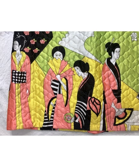 1960's oriental print quilting skirt