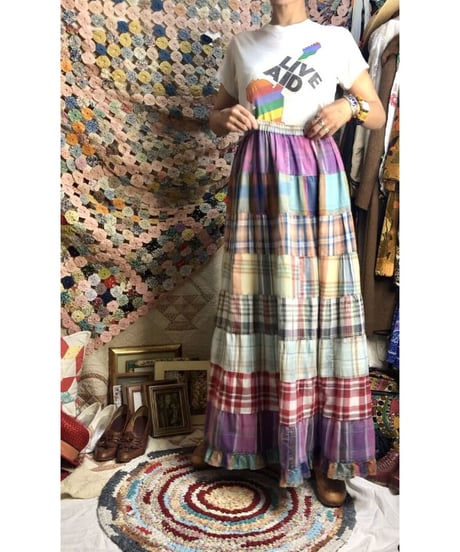 cotton plaid maxi skirt