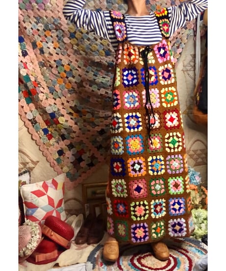 granny square one-piece brown