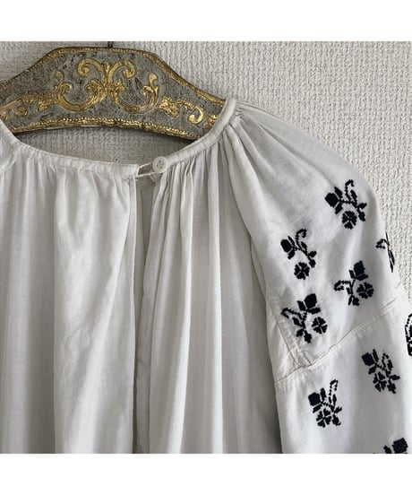 vintage ukrainian embroidered one-piece black cotton
