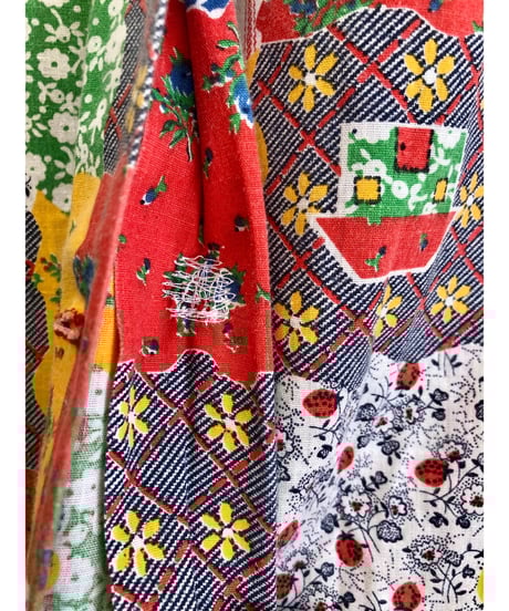 70s patchwork print dress