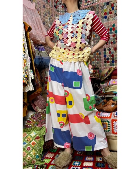 marimekko bo-boo super wide leg pants（70s fabric）