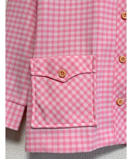 70s gingham polyester 2pc（jacket & pants）