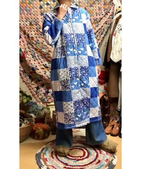 patchwork print quilting coat