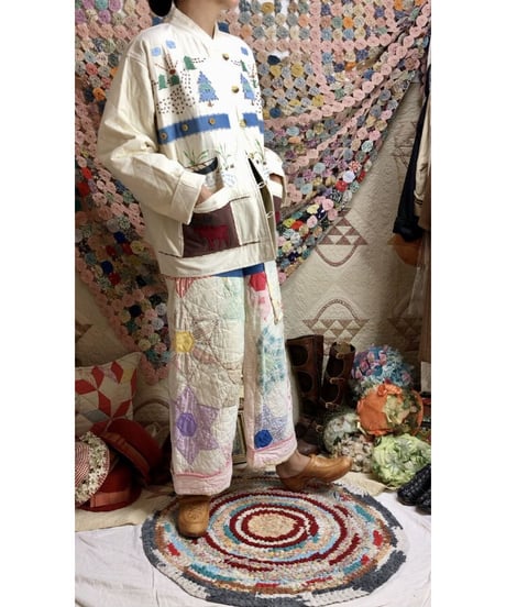 forest motif quilting jacket