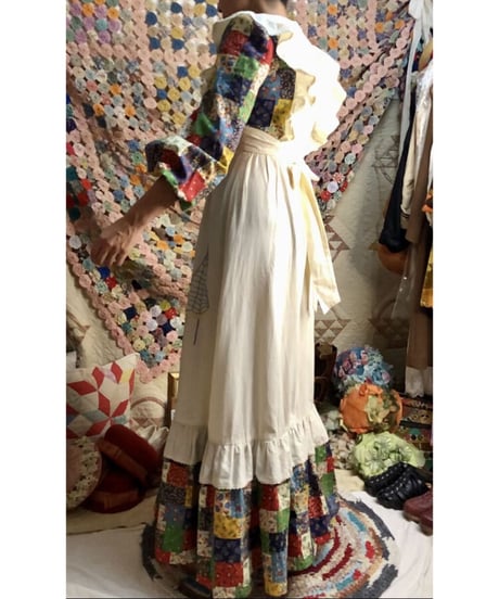 70's patchwork print apron dress
