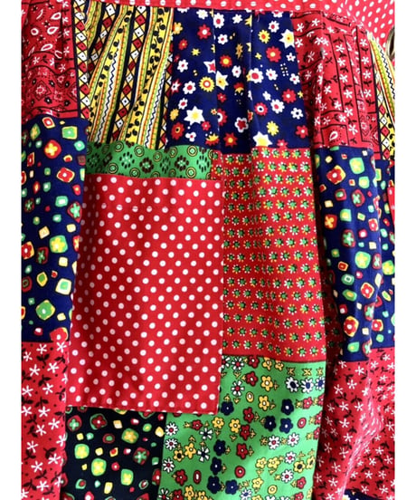 patchwork print apron dress