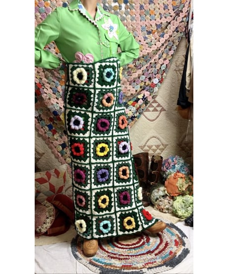 3D granny square flower blanket