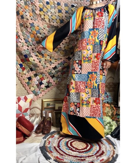 1960-70's patchwork print one-piece