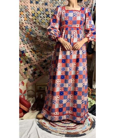 70's patchwork print one-piece