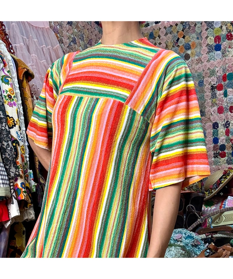70s stripe pile dress | Quilt
