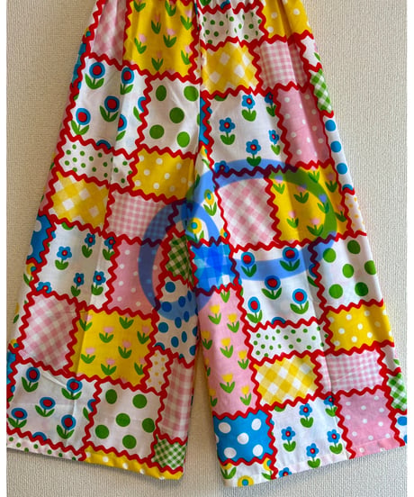 patchwork print super wide leg pants B（70s fabric）